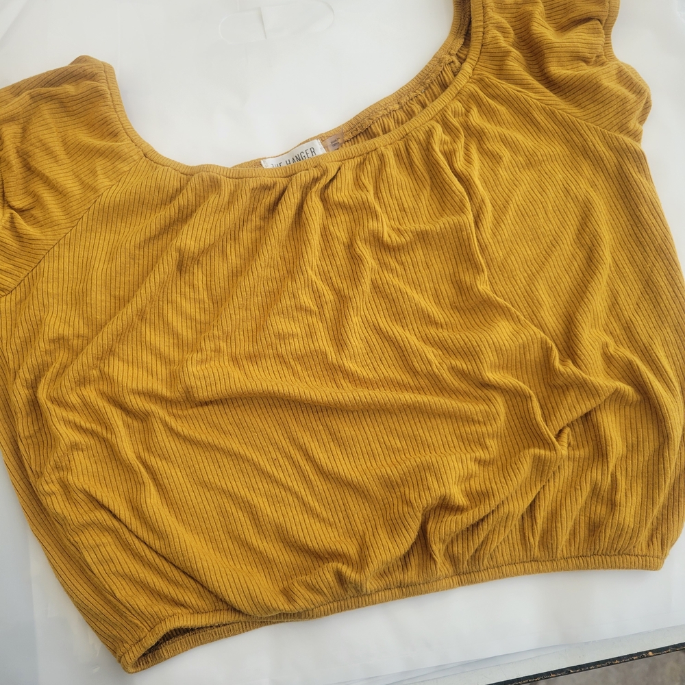 The Hanger Golden Yellow Ribbed Crop Top